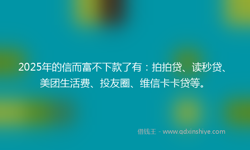 2025年的信而富不下款了有：拍拍贷、读秒贷、美团生活费、投友圈、维信卡卡贷等。