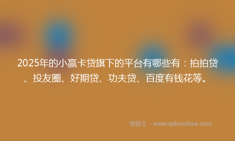 2025年的小赢卡贷旗下的平台有哪些有：拍拍贷、投友圈、好期贷、功夫贷、百度有钱花等。