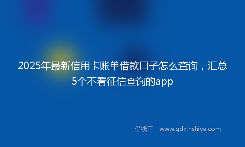 2025年最新信用卡账单借款口子怎么查询，汇总5个不看征信查询的app