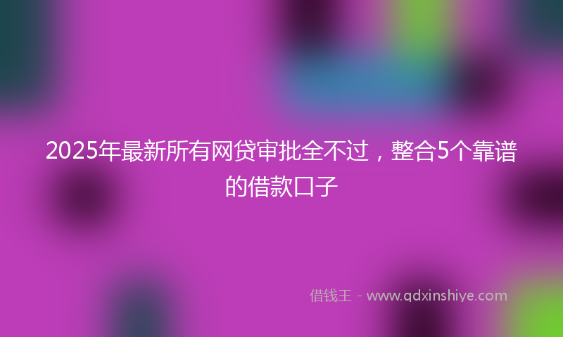 2025年最新所有网贷审批全不过，整合5个靠谱的借款口子