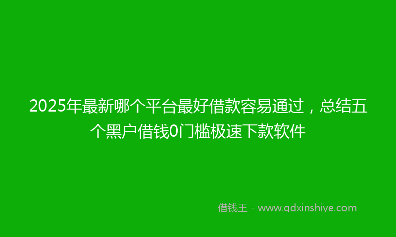 2025年最新哪个平台最好借款容易通过，总结五个黑户借钱0门槛极速下款软件