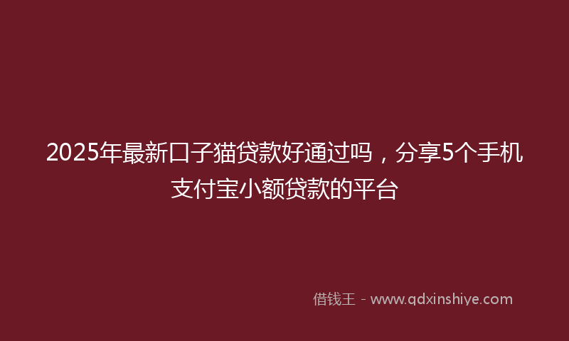 2025年最新口子猫贷款好通过吗，分享5个手机支付宝小额贷款的平台
