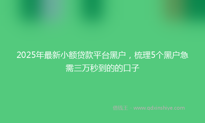 2025年最新小额贷款平台黑户，梳理5个黑户急需三万秒到的的口子