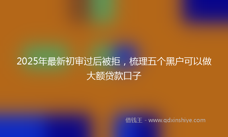 2025年最新初审过后被拒，梳理五个黑户可以做大额贷款口子