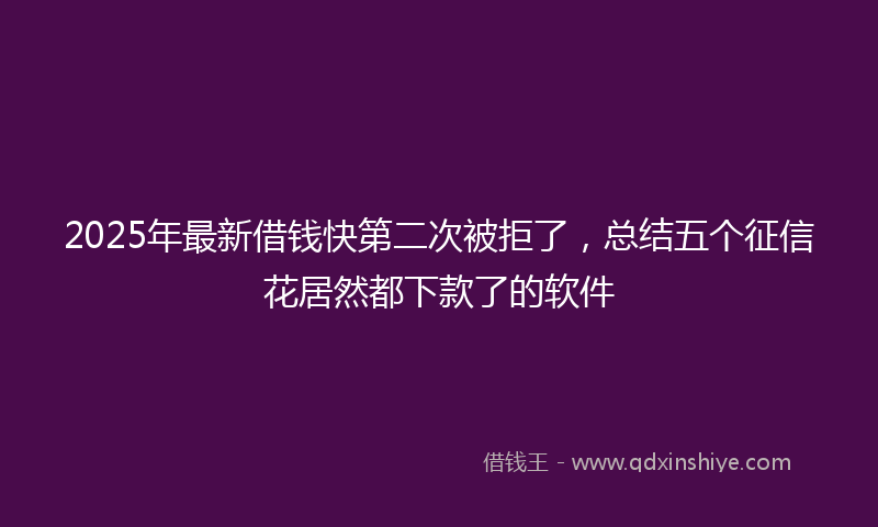 2025年最新借钱快第二次被拒了，总结五个征信花居然都下款了的软件