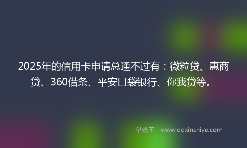 2025年的信用卡申请总通不过有：微粒贷、惠商贷、360借条、平安口袋银行、你我贷等。