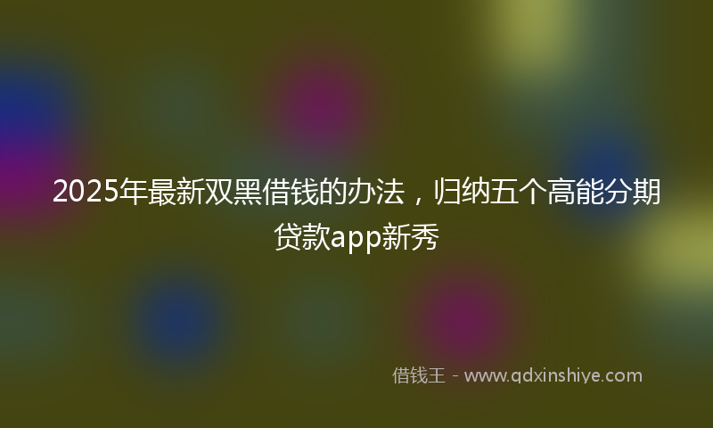 2025年最新双黑借钱的办法，归纳五个高能分期贷款app新秀