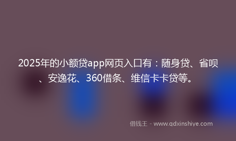 2025年的小额贷app网页入口有：随身贷、省呗、安逸花、360借条、维信卡卡贷等。