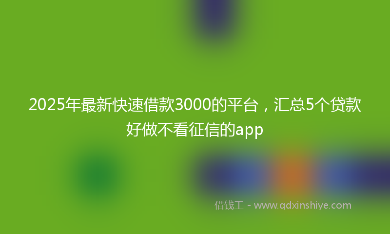 2025年最新快速借款3000的平台，汇总5个贷款好做不看征信的app