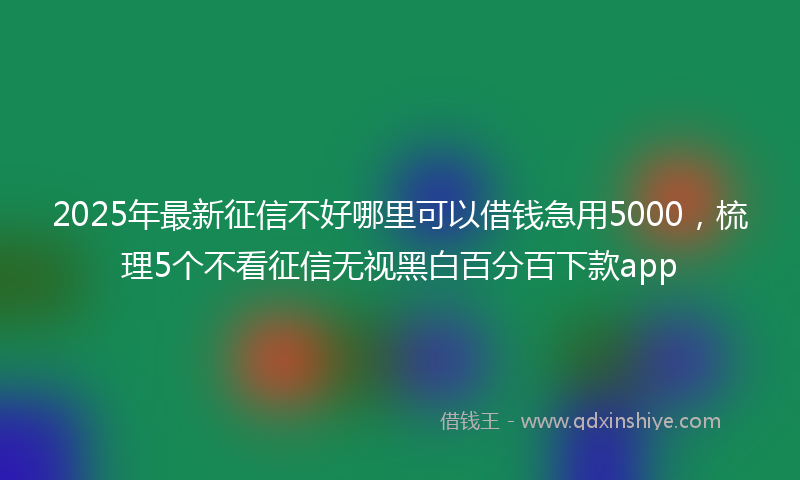 2025年最新征信不好哪里可以借钱急用5000，梳理5个不看征信无视黑白百分百下款app