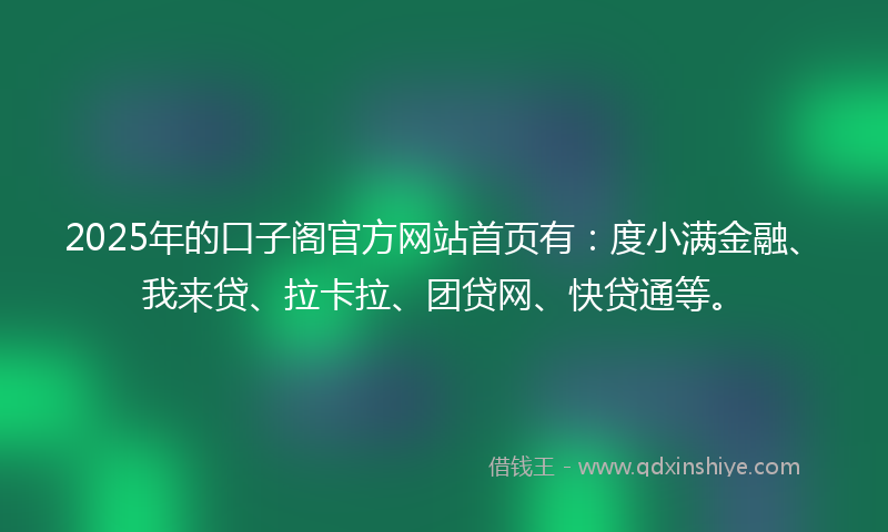 2025年的口子阁官方网站首页有：度小满金融、我来贷、拉卡拉、团贷网、快贷通等。