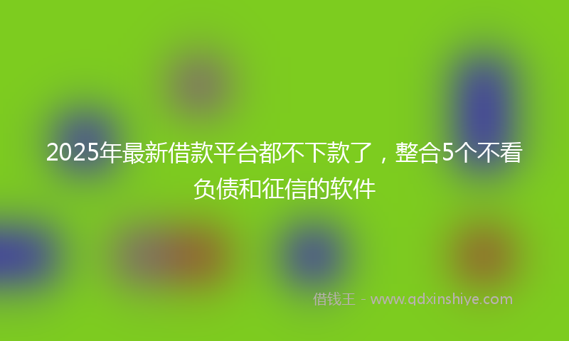 2025年最新借款平台都不下款了，整合5个不看负债和征信的软件
