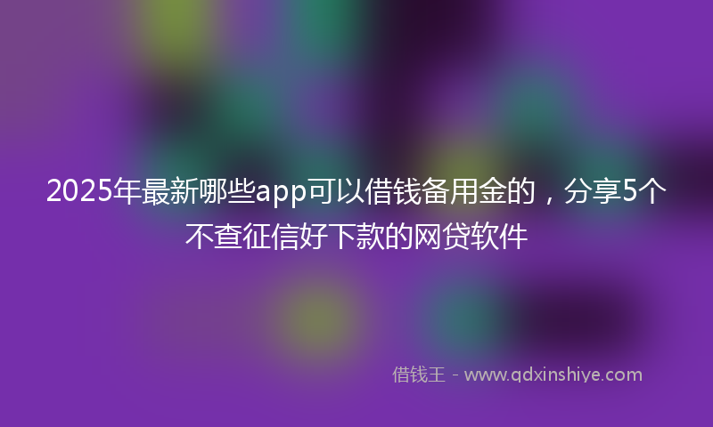 2025年最新哪些app可以借钱备用金的，分享5个不查征信好下款的网贷软件