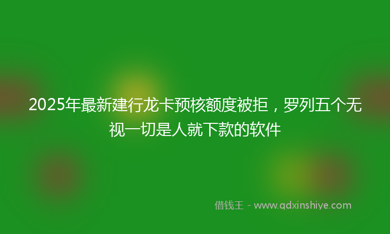 2025年最新建行龙卡预核额度被拒，罗列五个无视一切是人就下款的软件