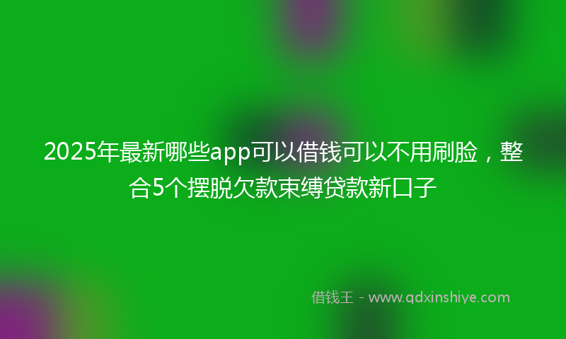 2025年最新哪些app可以借钱可以不用刷脸，整合5个摆脱欠款束缚贷款新口子