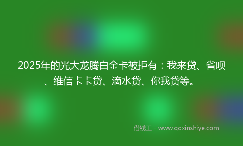 2025年的光大龙腾白金卡被拒有：我来贷、省呗、维信卡卡贷、滴水贷、你我贷等。