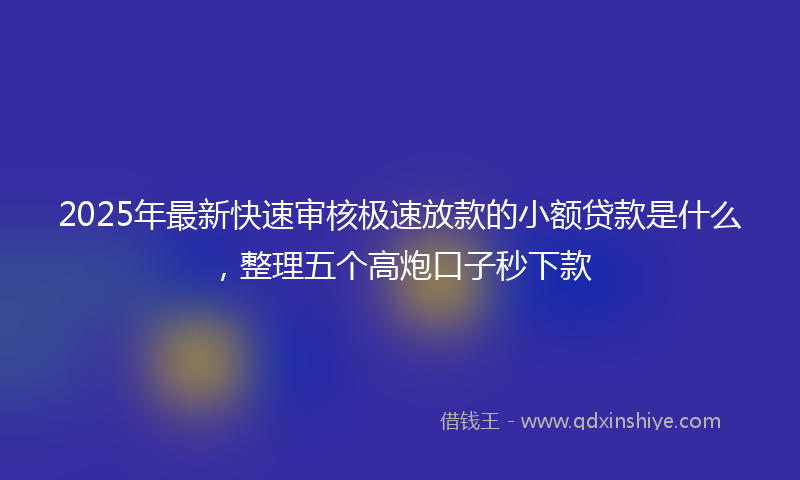 2025年最新快速审核极速放款的小额贷款是什么，整理五个高炮口子秒下款