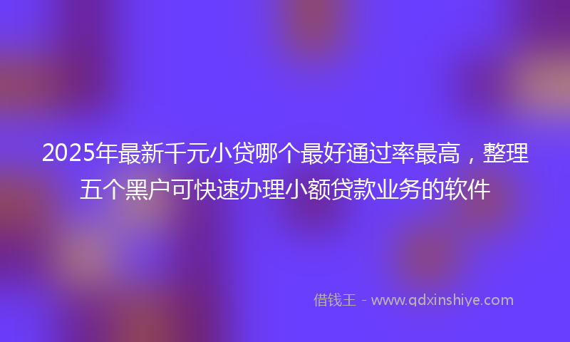 2025年最新千元小贷哪个最好通过率最高，整理五个黑户可快速办理小额贷款业务的软件