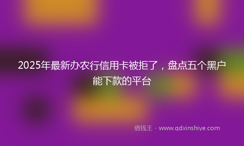 2025年最新办农行信用卡被拒了，盘点五个黑户能下款的平台