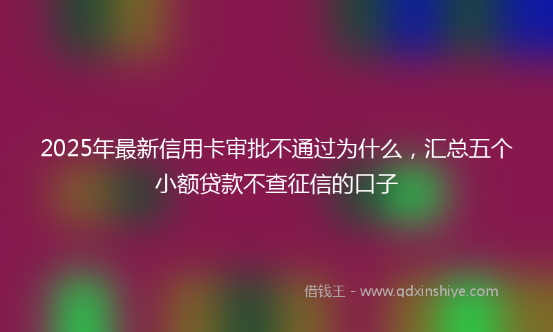 2025年最新信用卡审批不通过为什么，汇总五个小额贷款不查征信的口子