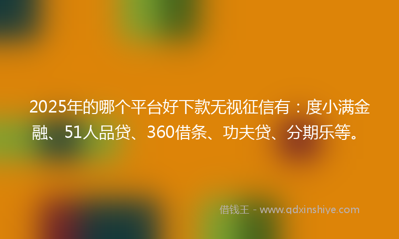 2025年的哪个平台好下款无视征信有：度小满金融、51人品贷、360借条、功夫贷、分期乐等。
