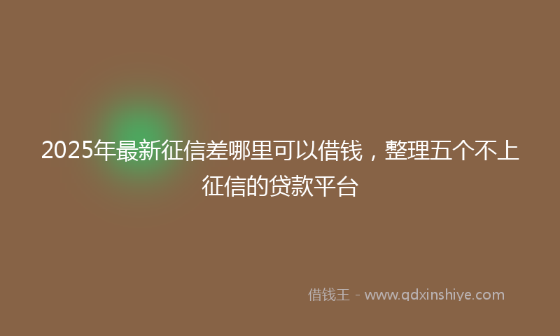 2025年最新征信差哪里可以借钱，整理五个不上征信的贷款平台
