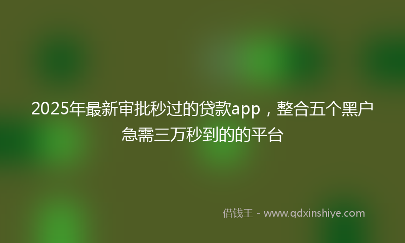 2025年最新审批秒过的贷款app，整合五个黑户急需三万秒到的的平台