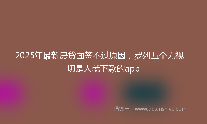 2025年最新房贷面签不过原因，罗列五个无视一切是人就下款的app