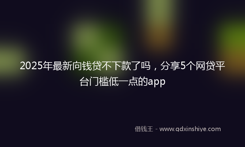 2025年最新向钱贷不下款了吗，分享5个网贷平台门槛低一点的app