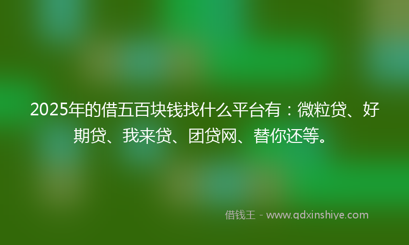 2025年的借五百块钱找什么平台有：微粒贷、好期贷、我来贷、团贷网、替你还等。