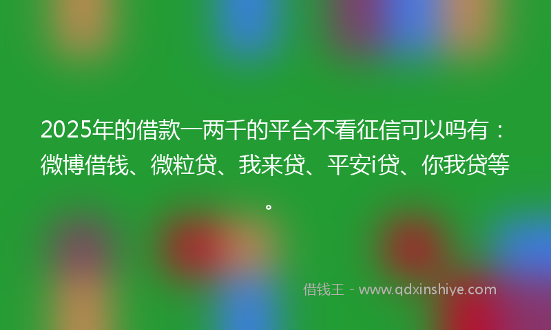 2025年的借款一两千的平台不看征信可以吗有：微博借钱、微粒贷、我来贷、平安i贷、你我贷等。