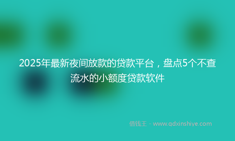 2025年最新夜间放款的贷款平台，盘点5个不查流水的小额度贷款软件