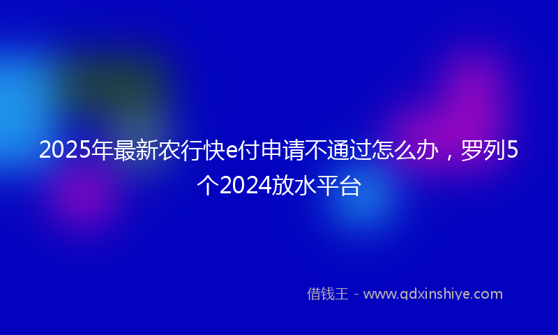 2025年最新农行快e付申请不通过怎么办，罗列5个2024放水平台