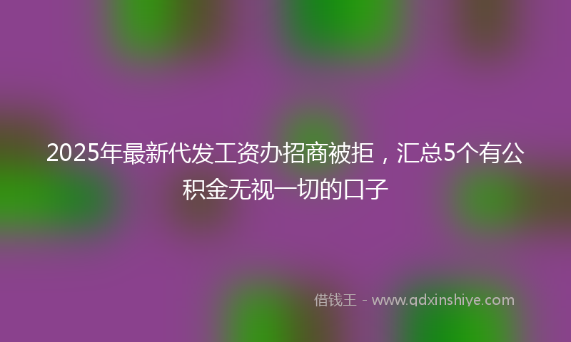 2025年最新代发工资办招商被拒，汇总5个有公积金无视一切的口子