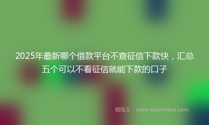 2025年最新哪个借款平台不查征信下款快，汇总五个可以不看征信就能下款的口子