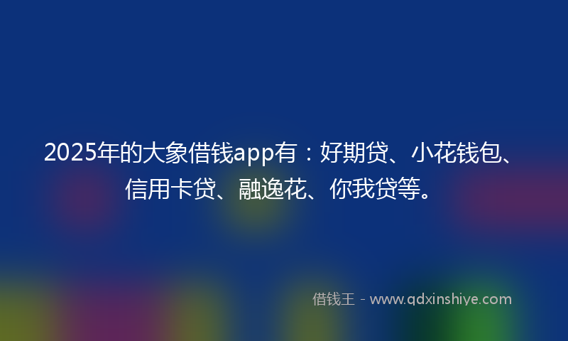 2025年的大象借钱app有：好期贷、小花钱包、信用卡贷、融逸花、你我贷等。