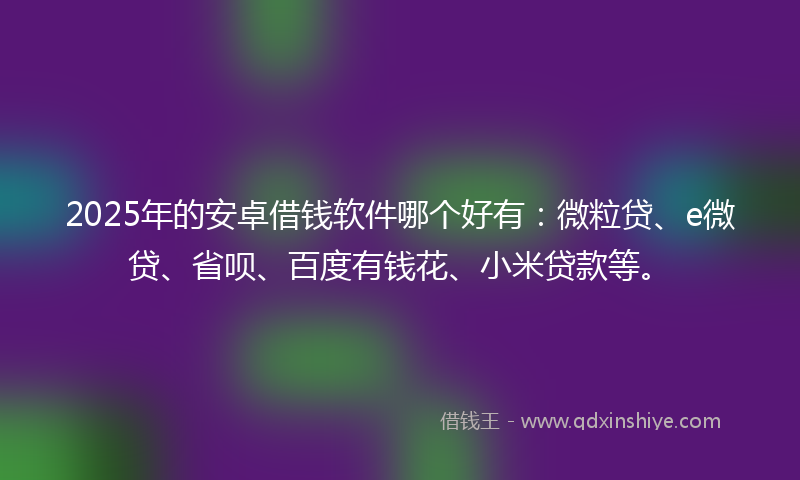 2025年的安卓借钱软件哪个好有：微粒贷、e微贷、省呗、百度有钱花、小米贷款等。