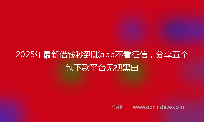 2025年最新借钱秒到账app不看征信，分享五个包下款平台无视黑白