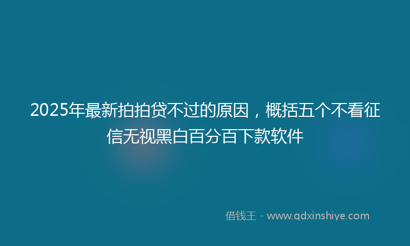 2025年最新拍拍贷不过的原因，概括五个不看征信无视黑白百分百下款软件