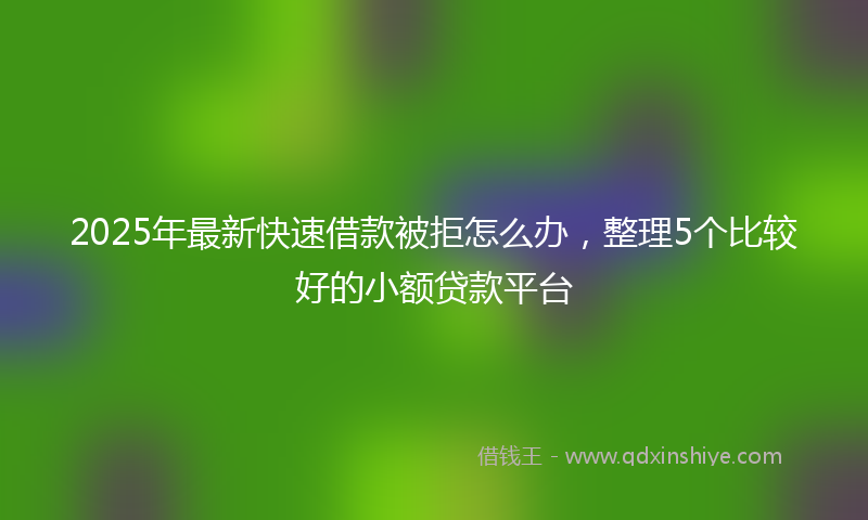 2025年最新快速借款被拒怎么办，整理5个比较好的小额贷款平台