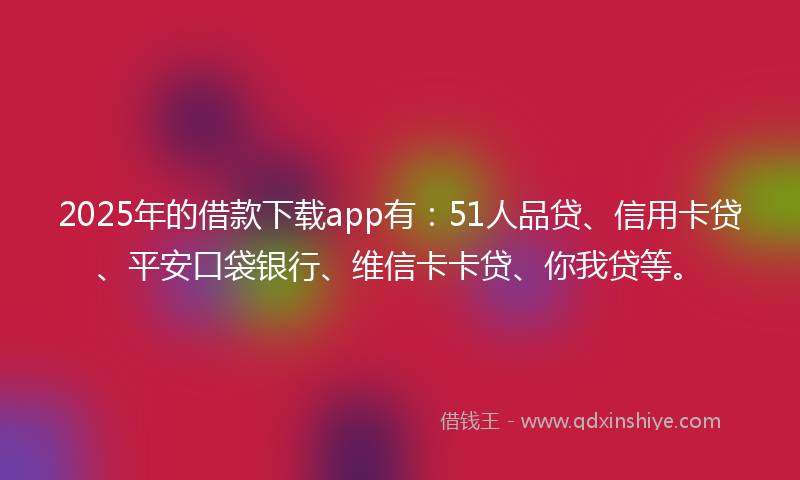 2025年的借款下载app有：51人品贷、信用卡贷、平安口袋银行、维信卡卡贷、你我贷等。