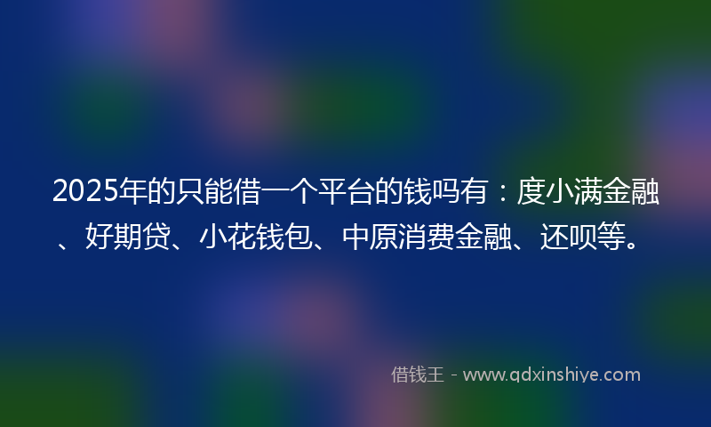 2025年的只能借一个平台的钱吗有：度小满金融、好期贷、小花钱包、中原消费金融、还呗等。