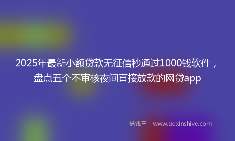 2025年最新小额贷款无征信秒通过1000钱软件，盘点五个不审核夜间直接放款的网贷app