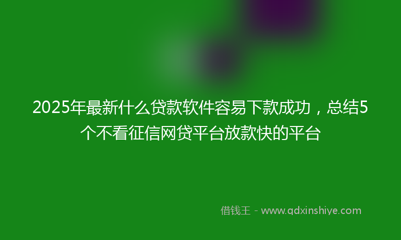 2025年最新什么贷款软件容易下款成功，总结5个不看征信网贷平台放款快的平台