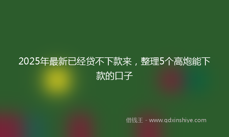 2025年最新已经贷不下款来，整理5个高炮能下款的口子