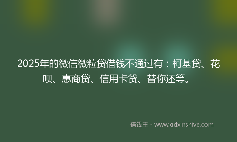 2025年的微信微粒贷借钱不通过有：柯基贷、花呗、惠商贷、信用卡贷、替你还等。