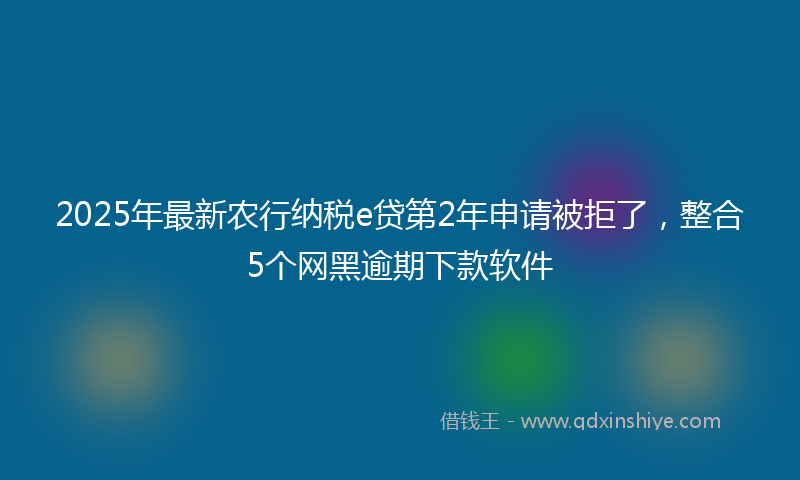 2025年最新农行纳税e贷第2年申请被拒了，整合5个网黑逾期下款软件