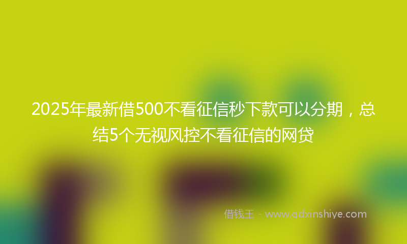 2025年最新借500不看征信秒下款可以分期，总结5个无视风控不看征信的网贷