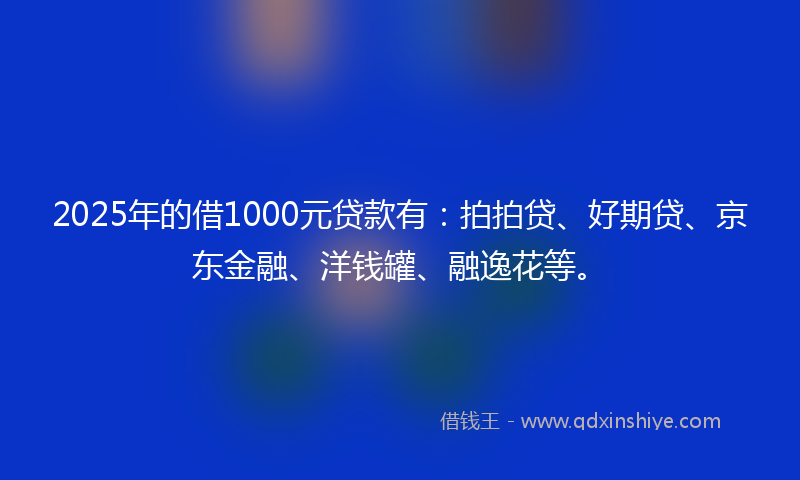 2025年的借1000元贷款有：拍拍贷、好期贷、京东金融、洋钱罐、融逸花等。