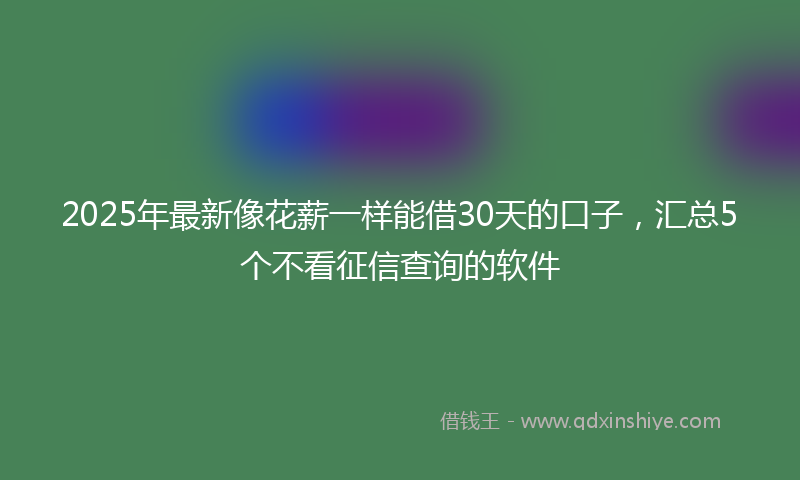 2025年最新像花薪一样能借30天的口子，汇总5个不看征信查询的软件